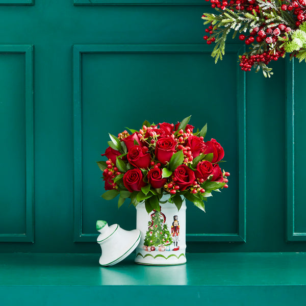 NUTCRACKER CERAMIC BOWL WITH FLOWERS