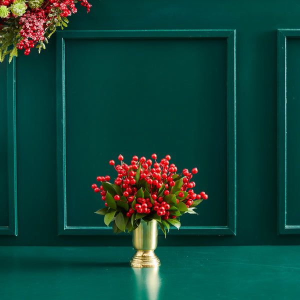 GOLDEN AND RED CHRISTMAS FLOWER BOX