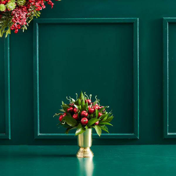 GOLDEN AND RED CHRISTMAS FLOWER BOX