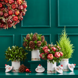 PINECONE BOWLS QUARTET WITH APPLES, PUNES, FOLIAGE AND PINE