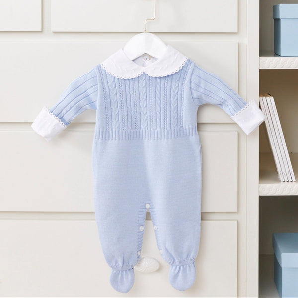 CONJUNTO MACACÃO EM TRICOT AZUL E BODY