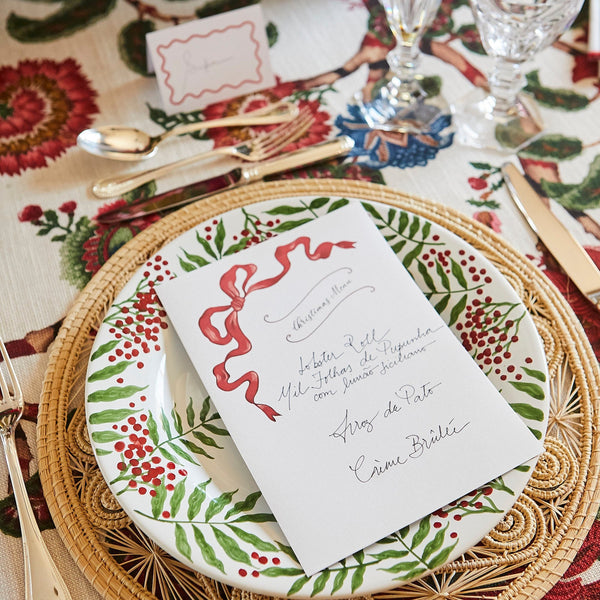 MENU & PLACE CARDS RED BOW