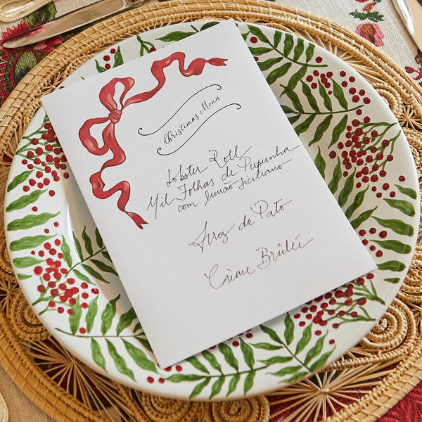 MENU & PLACE CARDS RED BOW