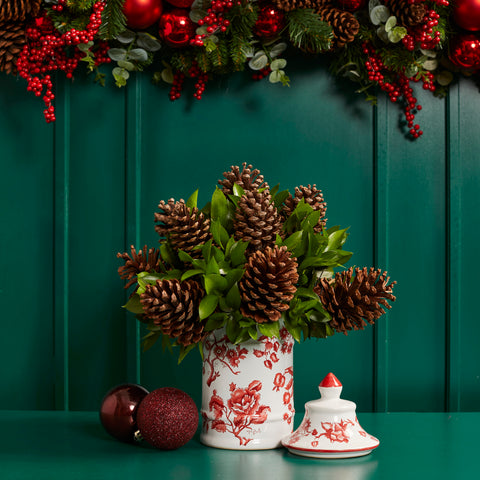 CHERRY BOWL WITH PINES AND RUSCUS