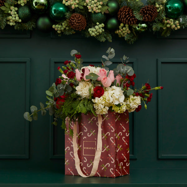 RED LOLIPOP BAG COM FLORES VERMELHAS E CORES-DE-ROSA