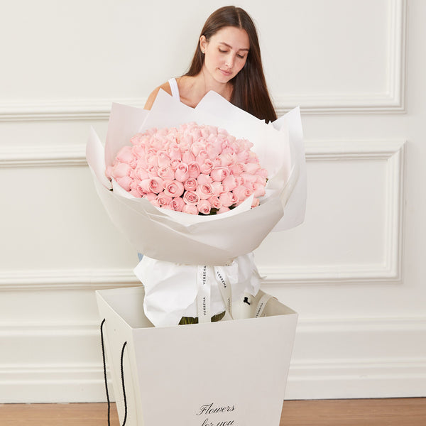 FLOWERS FOR YOU BOX COM 200 ROSAS COR DE ROSA