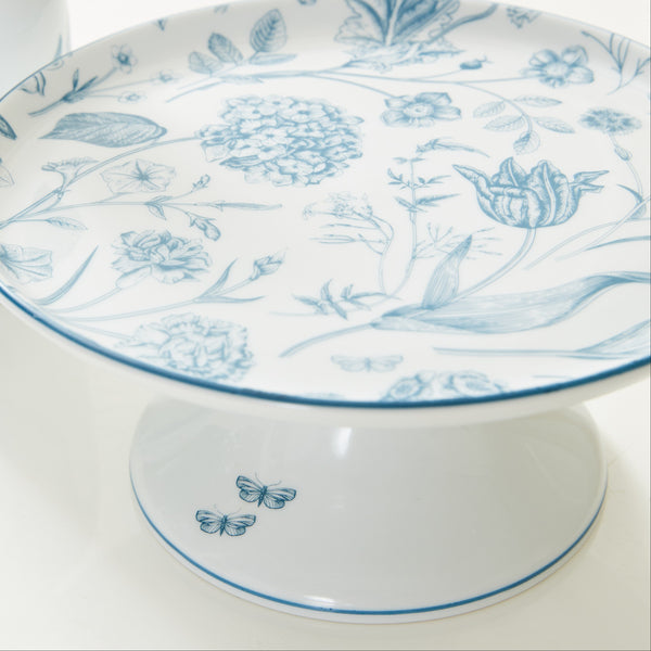 VASO PORCELANA CELESTE, BOLO DE LARANJA E BOLEIRA