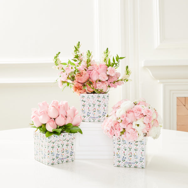 TRIO CAIXAS GARDEN COM FLORES COR-DE-ROSA