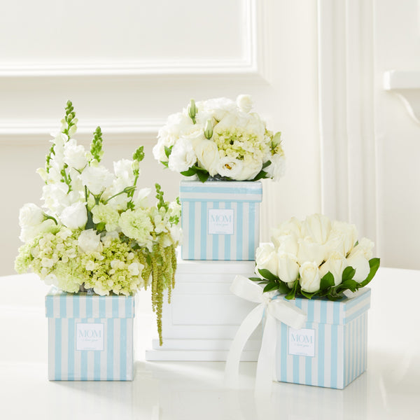 TRIO CAIXAS MOM I LOVE YOU COM FLORES BRANCAS