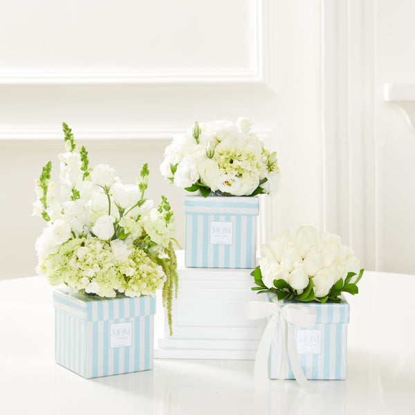 TRIO CAIXAS MOM I LOVE YOU COM FLORES BRANCAS