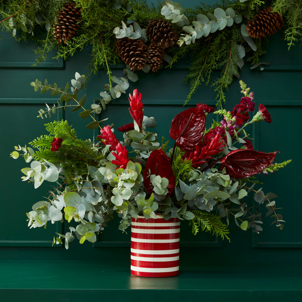 VASO RED STRIPES COM EUCALIPTO TROPICAL