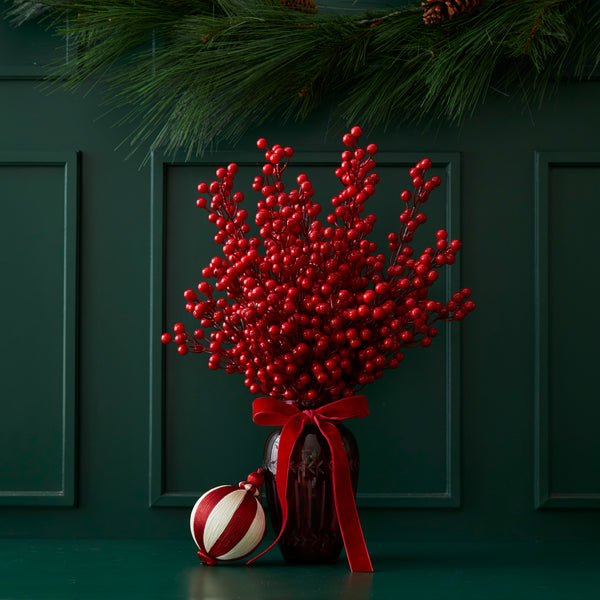 VASO RED DAVOS COM BERRIES DE NATAL