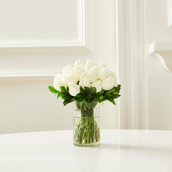 VASO VERBIER COM ROSAS BRANCAS