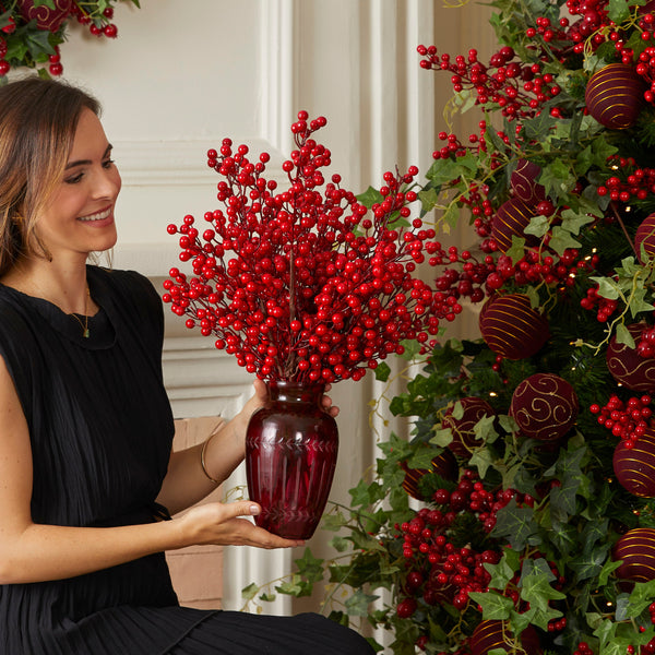 VASO RED DAVOS COM BERRIES DE NATAL