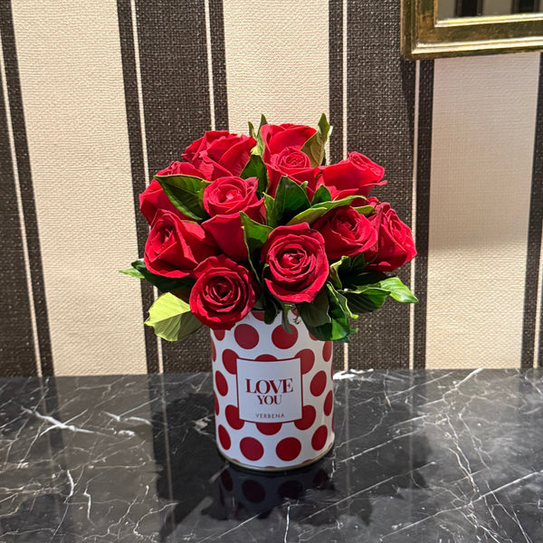 LATA RED POLKA COM 15 ROSAS