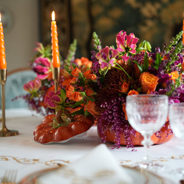 CERAMIC PUMPKIN WITH FLOWERS