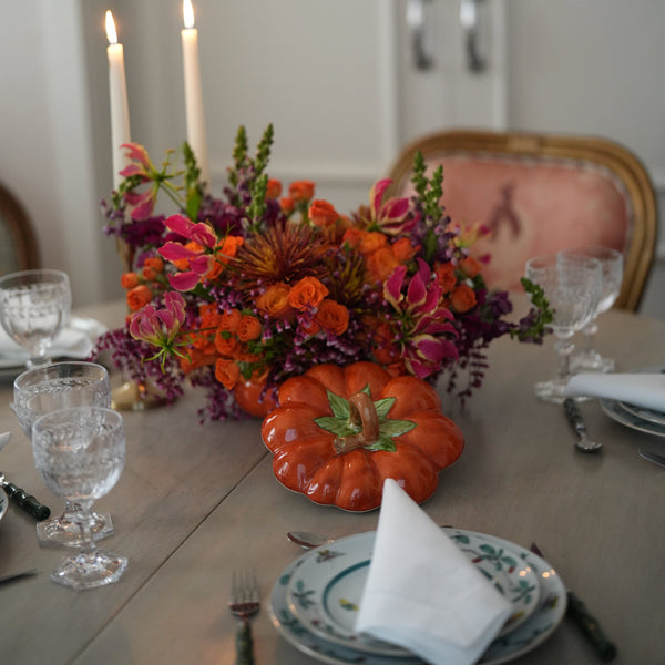 CERAMIC PUMPKIN WITH FLOWERS