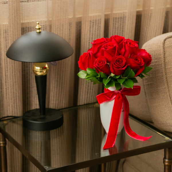 VASO PORCELANA LOVE COM ROSAS VERMELHAS