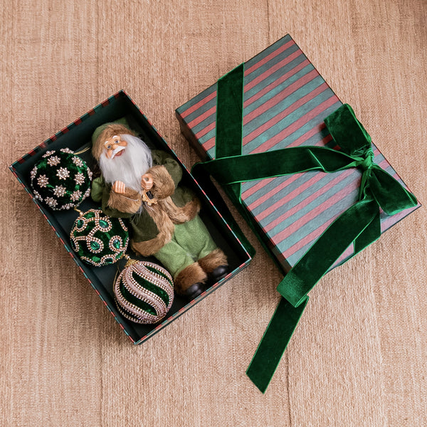 CAIXA COM 3 BOLAS GREEN GRACE E PAPAI NOEL
