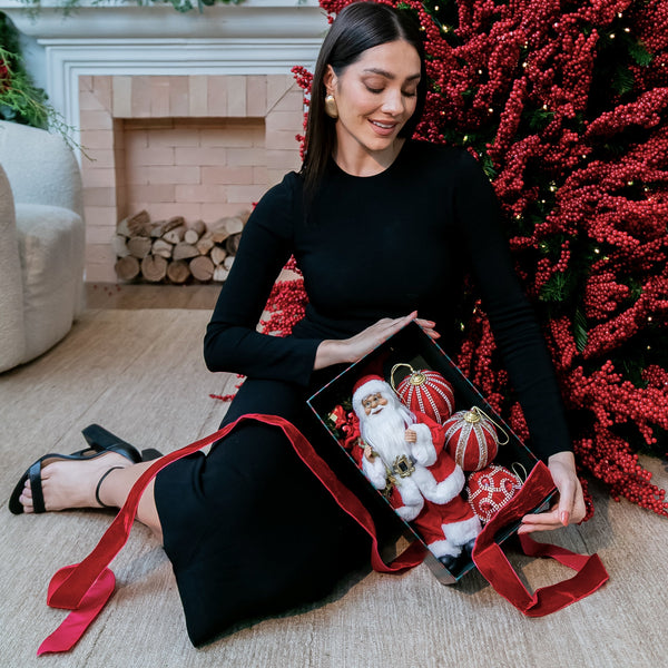 CAIXA COM 3 BOLAS RED GRACE E PAPAI NOEL