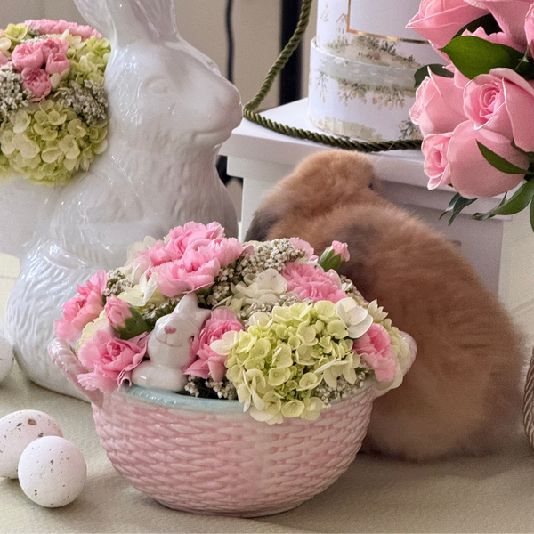 BOWL TONY RABBIT COM FLORES COR-DE-ROSA