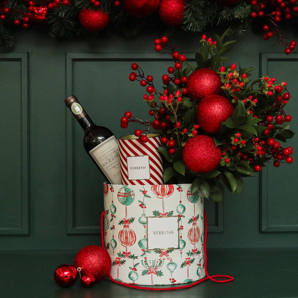 CESTA JINGLE BELL COM DV CATENA E PALHAS ITALIANAS