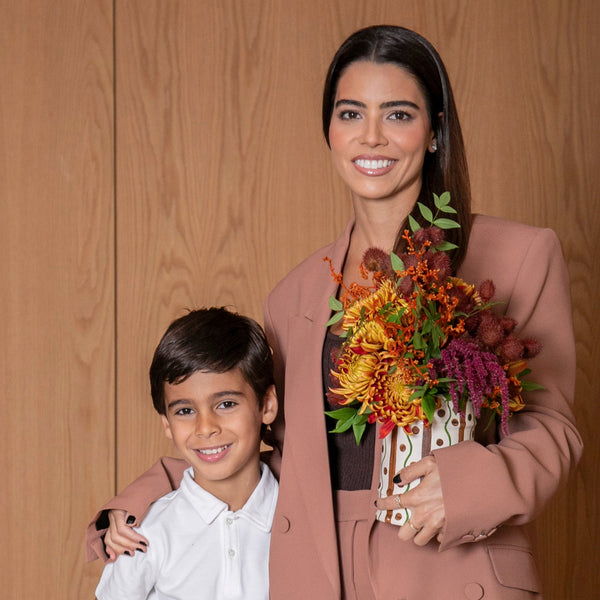 BOWL BROWN STRIPES COM FLORES MODERNAS