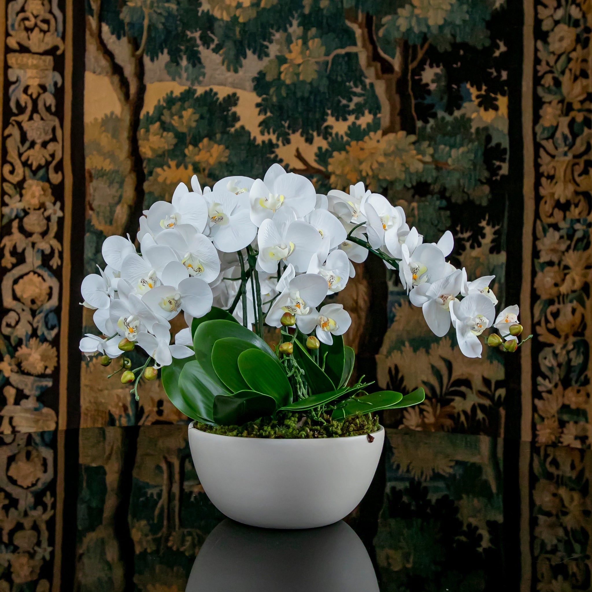 OHANA BRANCO COM ORQUIDEAS ARTIFICIAIS