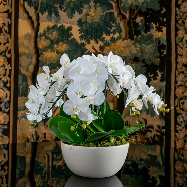 OHANA BRANCO COM ORQUIDEAS ARTIFICIAIS