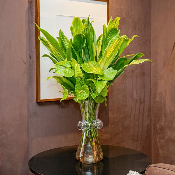 VASO MURANO LILY COM ANTURIOS E DRACENAS