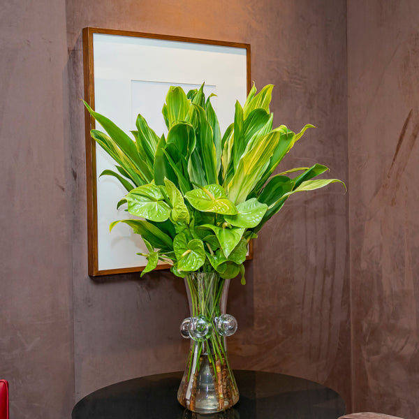 VASO MURANO LILY COM ANTURIOS E DRACENAS