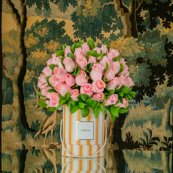 TRIO ORANGE STRIPES BOXES COM ROSAS