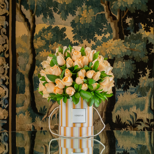 TRIO ORANGE STRIPES BOXES COM ROSAS