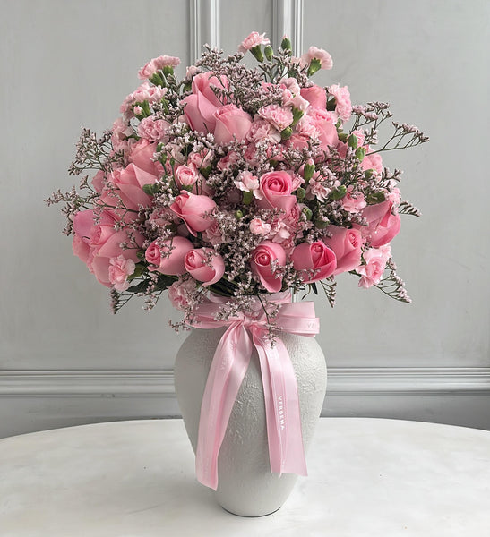 VASO MATILDE G COM MIX DE FLORES COR-DE-ROSA