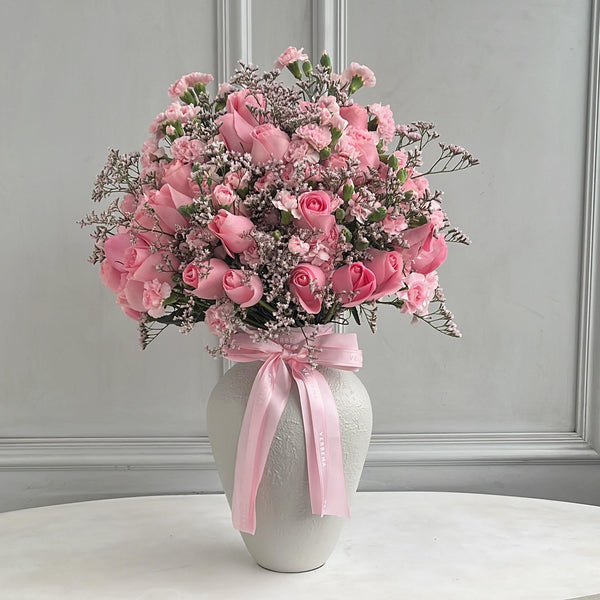 VASO MATILDE G COM MIX DE FLORES COR-DE-ROSA