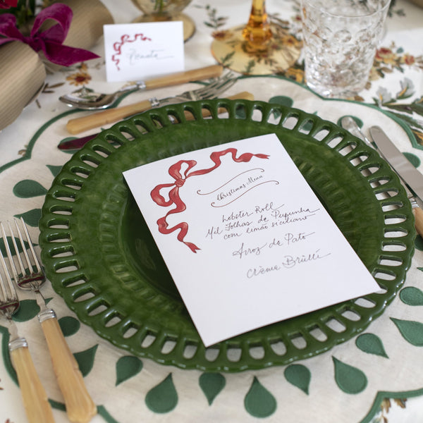 MENU & PLACE CARDS RED BOW